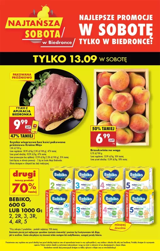 Biedronka - gazetka promocyjna Najtańsza sobota od soboty 13.09 do soboty 13.09