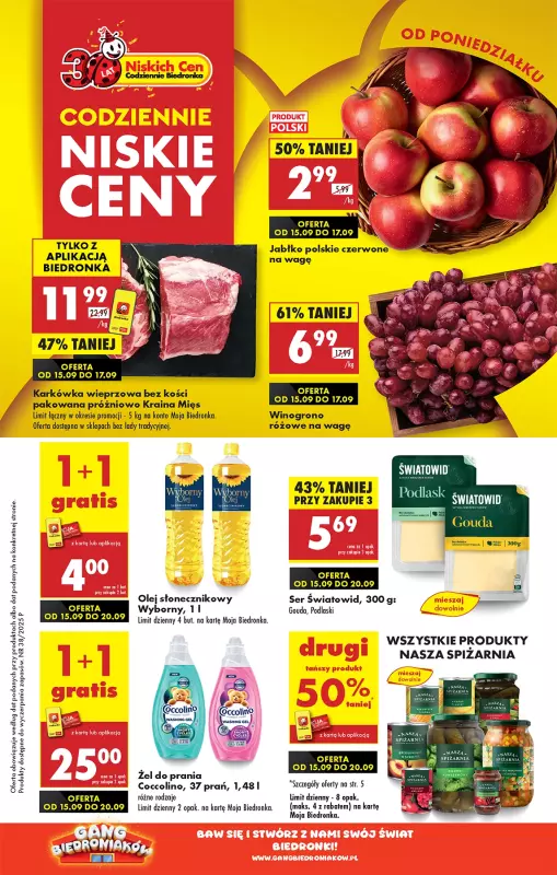 Biedronka - gazetka promocyjna Od poniedziałku od poniedziałku 15.09 do niedzieli 21.09
