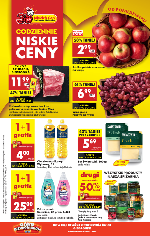 Biedronka - gazetka promocyjna Od poniedziałku od poniedziałku 15.09 do niedzieli 21.09