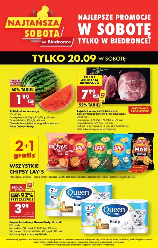 Biedronka - gazetka promocyjna Najtańsza sobota od soboty 20.09 do soboty 20.09