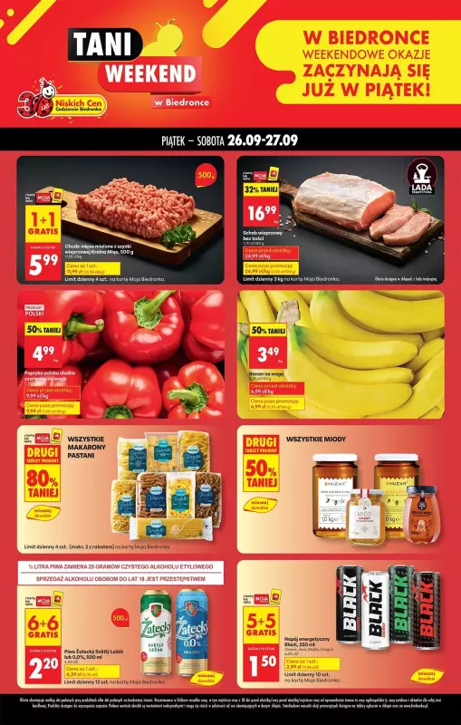 Biedronka - gazetka promocyjna Tani Weekend od piątku 26.09 do soboty 27.09