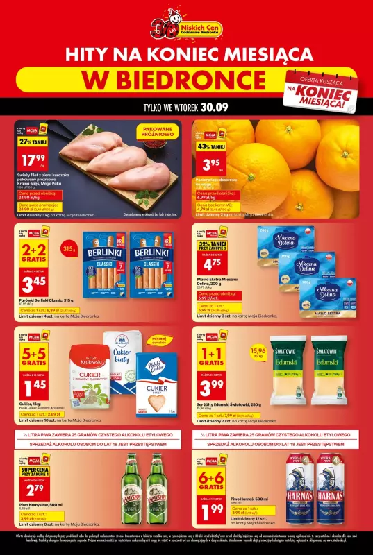 Biedronka - gazetka promocyjna Hity na koniec miesiąca od wtorku 30.09 do wtorku 30.09