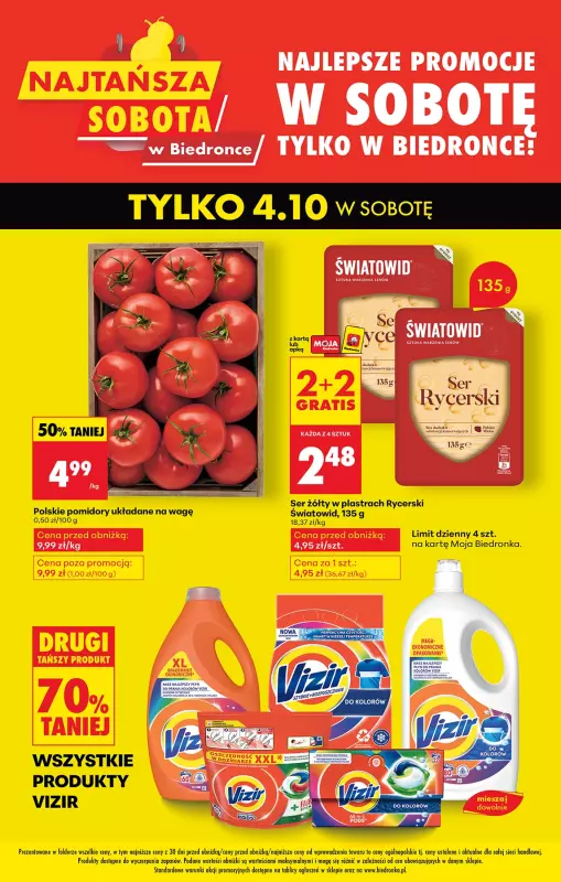 Biedronka - gazetka promocyjna Najtańsza sobota od soboty 04.10 do soboty 04.10