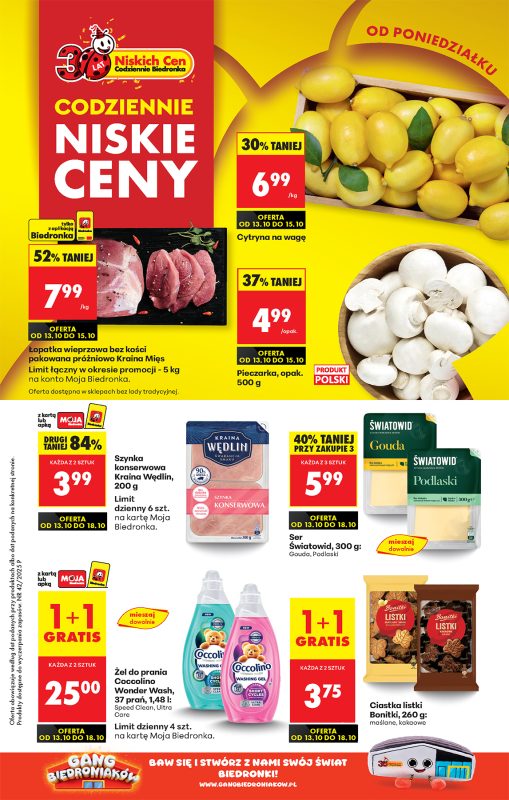 Biedronka - gazetka promocyjna Od poniedziałku od poniedziałku 13.10 do niedzieli 19.10