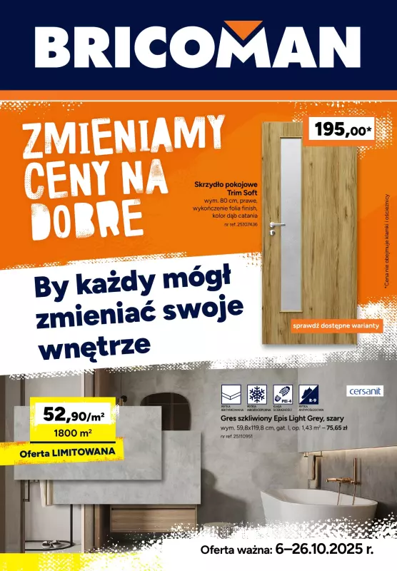 Bricoman - gazetka promocyjna Gazetka od poniedziałku 06.10 do niedzieli 26.10