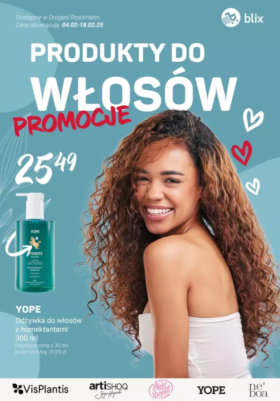 Rossmann - gazetka promocyjna PROMOCJE na produkty do włosów od soboty 15.02 do wtorku 18.02