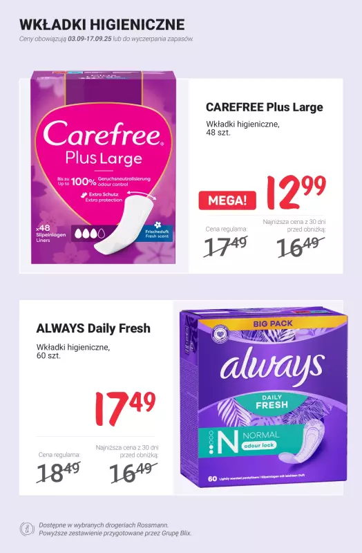 Rossmann - gazetka promocyjna Higiena intymna - PROMOCJE od czwartku 11.09 do środy 17.09 - strona 7