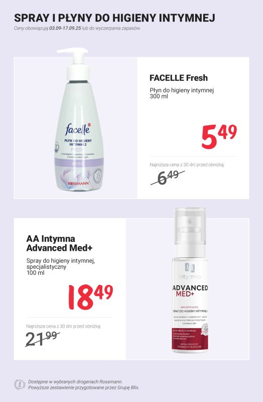 Rossmann - gazetka promocyjna Higiena intymna - PROMOCJE od czwartku 11.09 do środy 17.09 - strona 9