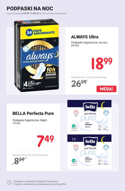 Rossmann - gazetka promocyjna Higiena intymna - PROMOCJE od czwartku 11.09 do środy 17.09 - strona 3