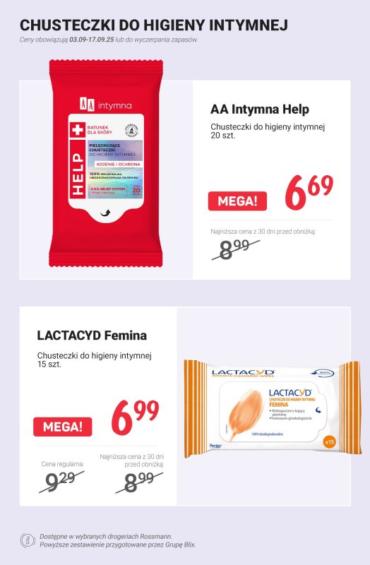 Rossmann - gazetka promocyjna Higiena intymna - PROMOCJE od czwartku 11.09 do środy 17.09 - strona 10