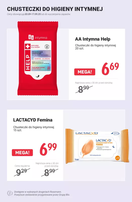Rossmann - gazetka promocyjna Higiena intymna - PROMOCJE od czwartku 11.09 do środy 17.09 - strona 10