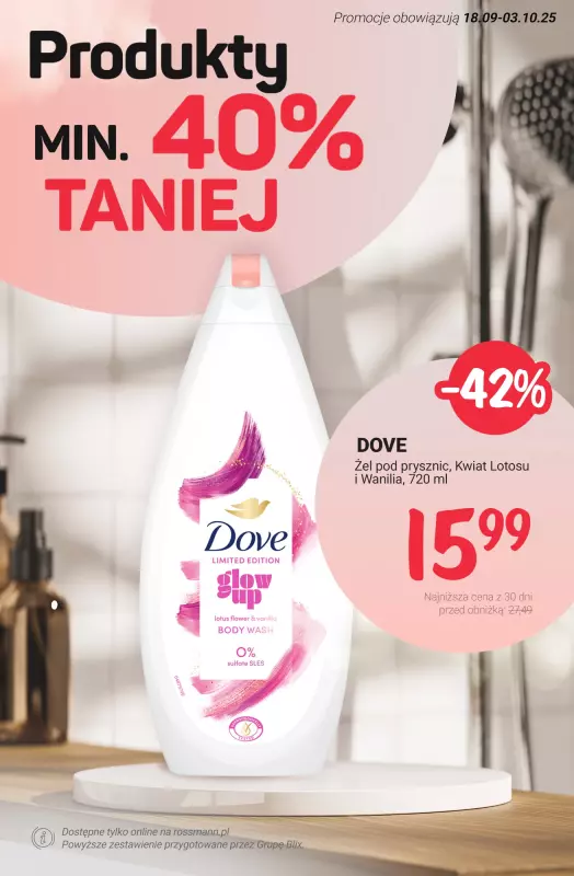 Rossmann - gazetka promocyjna Minimum 40% TANIEJ - ostatnia szansa od czwartku 02.10 do piątku 03.10