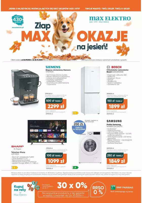 Max Elektro - gazetka promocyjna Gazetka od czwartku 26.09 do poniedziałku 28.10