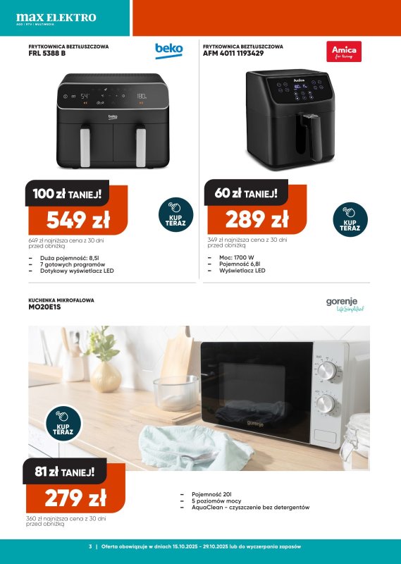 Max Elektro - gazetka promocyjna Gazetka od środy 15.10 do środy 29.10 - strona 3