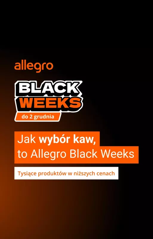 Allegro - gazetka promocyjna Szeroki wybór kaw w super cenach od poniedziałku 04.11 do środy 06.11