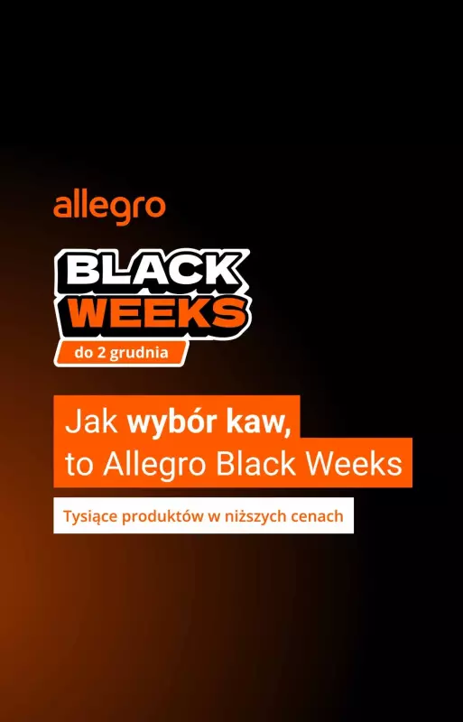 Allegro - gazetka promocyjna Szeroki wybór kaw w supercenach od czwartku 14.11 do niedzieli 17.11