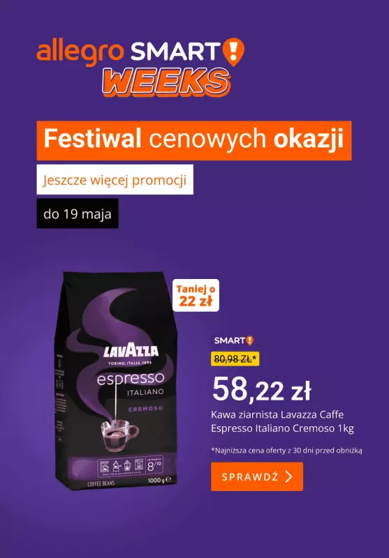 Allegro - gazetka promocyjna Kawa, napoje, słodycze i przekąski w supercenach od poniedziałku 12.05 do środy 14.05
