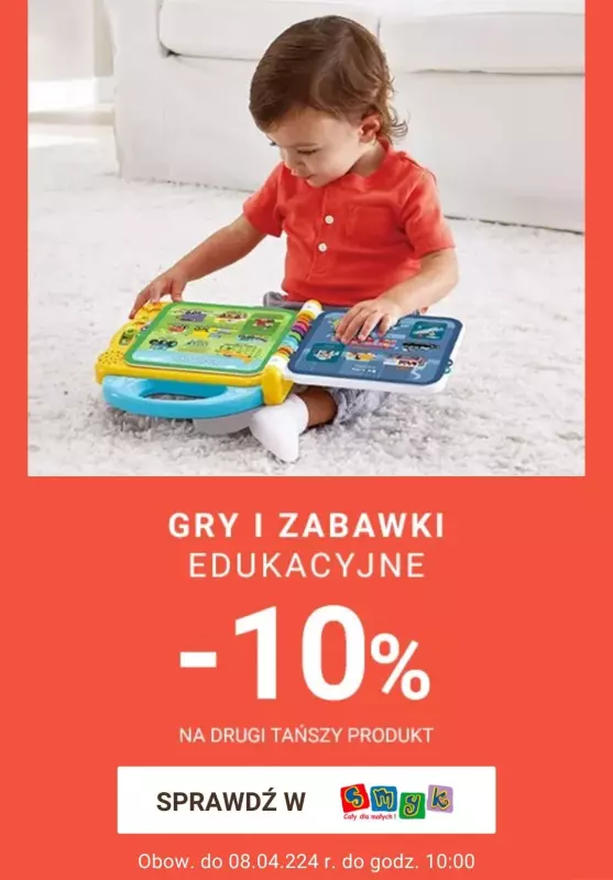 Smyk - gazetka promocyjna Gry i zabawki edukacyjne -10% na 2-gi produkt od poniedziałku 08.04 do poniedziałku 15.04