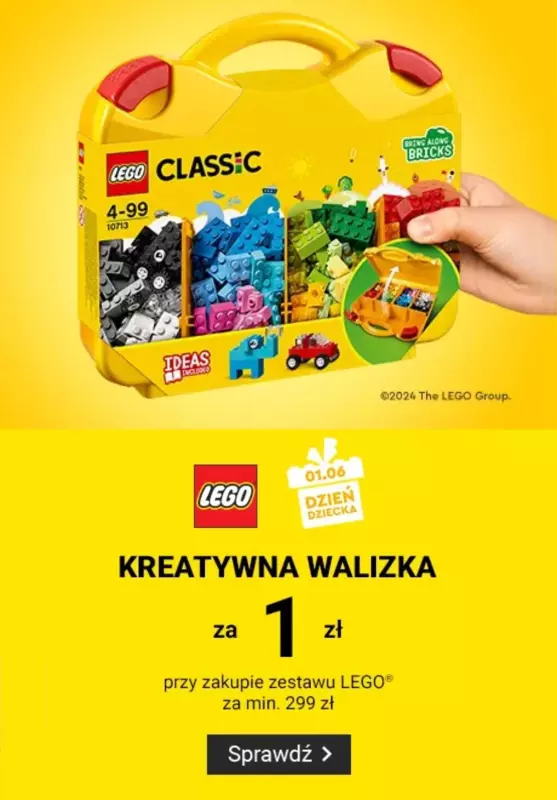 Smyk - gazetka promocyjna Walizka z klockami LEGO za 1 zł przy zakupie za min. 299 zł  