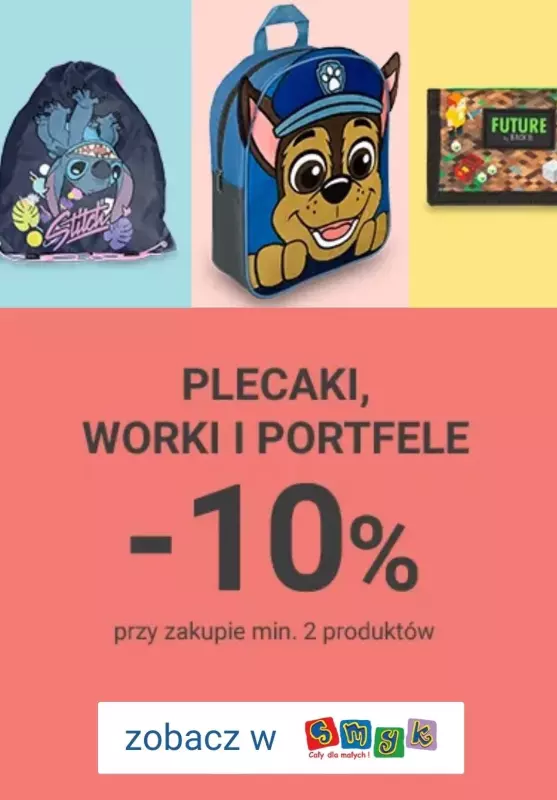 Smyk - gazetka promocyjna -10% n a plecaki, worki i portfele od poniedziałku 08.07 