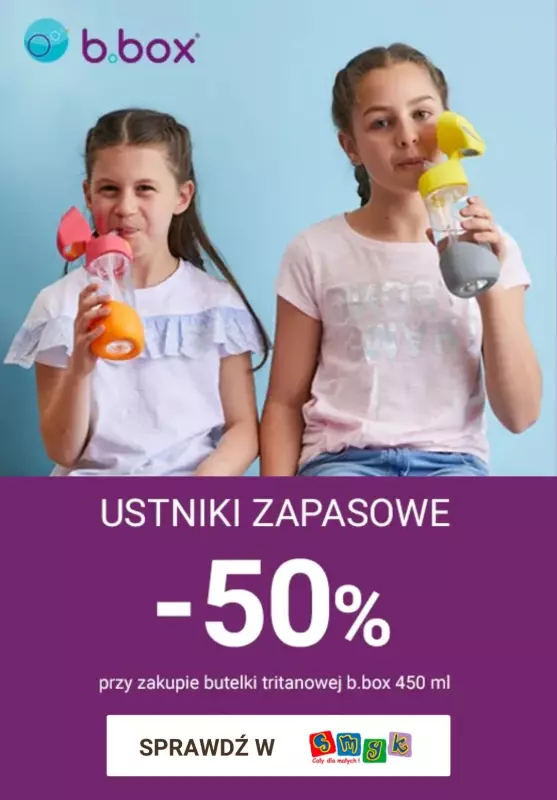 Smyk - gazetka promocyjna -50% na ustniki zapasowe do butelki tritanowej b.box od poniedziałku 15.07 do poniedziałku 22.07