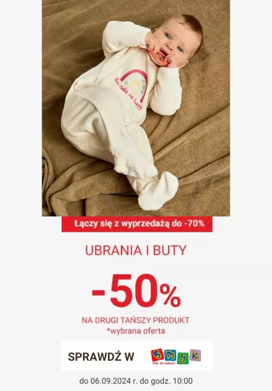 Smyk - gazetka promocyjna Ubrania i buty: -50% na drugi tańszy produkt od poniedziałku 02.09 do piątku 06.09