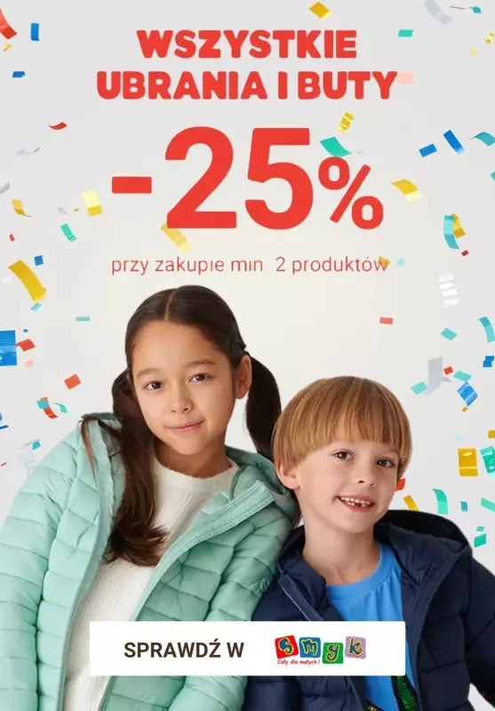 Smyk - gazetka promocyjna -25% na wybrane ubrania i buty od poniedziałku 07.10 do wtorku 08.10