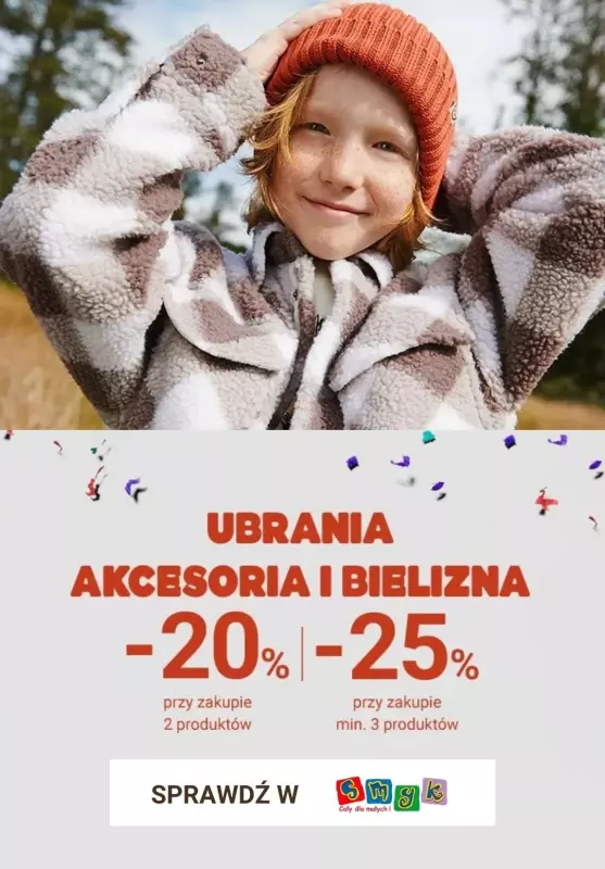 Smyk - gazetka promocyjna Ubrania akcesoria i bielizna do -25% od piątku 11.10 do poniedziałku 14.10