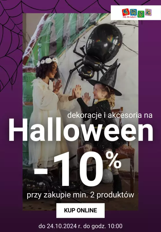 Smyk - gazetka promocyjna -10 na 2-gą sztukę dekoracji i akcesoriów na Halloween od wtorku 22.10 do czwartku 24.10