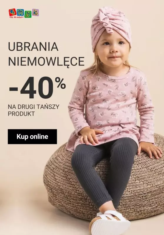 Smyk - gazetka promocyjna Ubrania niemowlęce -40% na 2-gą sztukę od wtorku 29.10 do środy 30.10