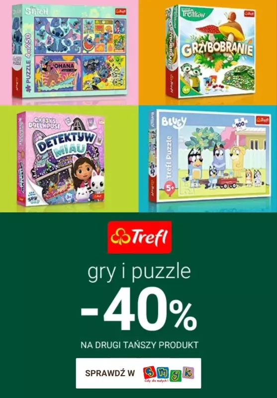 Smyk - gazetka promocyjna -40% na gry i puzzle na 2-gą sztukę  