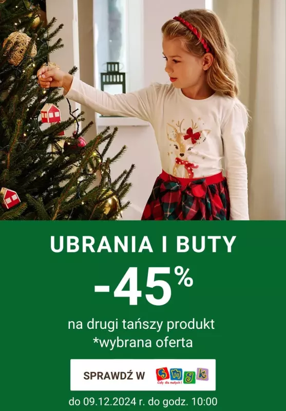 Smyk - gazetka promocyjna Ubrania i buty dziecięce: -45% na drugi tańszy produkt od środy 04.12 do poniedziałku 09.12