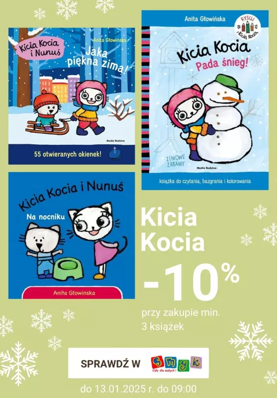 Smyk - gazetka promocyjna Kicia Kocia -10% przy zakupie min. 3 książek od środy 08.01 do poniedziałku 13.01