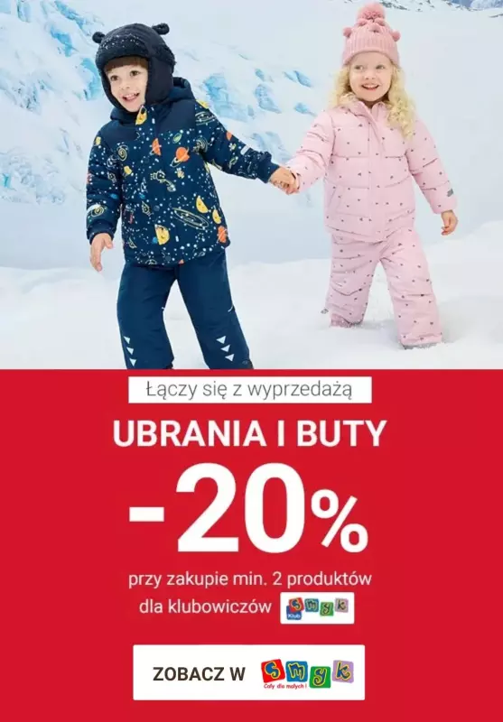 Smyk - gazetka promocyjna 20% dodatkowego rabatu na ubrania i buty od piątku 10.01 do niedzieli 12.01