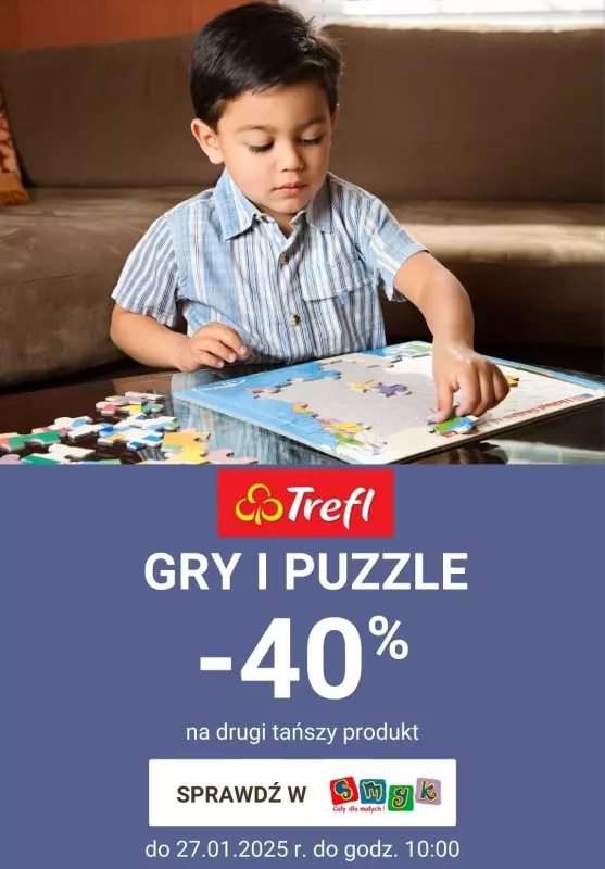 Smyk - gazetka promocyjna Gry i puzzle Trefl -40% na drugi produkt od poniedziałku 20.01 do poniedziałku 27.01