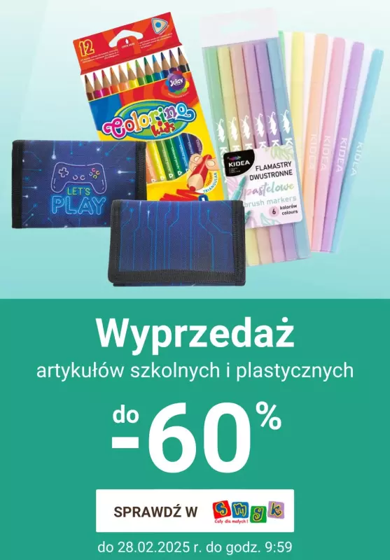 Smyk - gazetka promocyjna Wyprzedaż artykułów szkolnych od wtorku 21.01 do wtorku 28.01