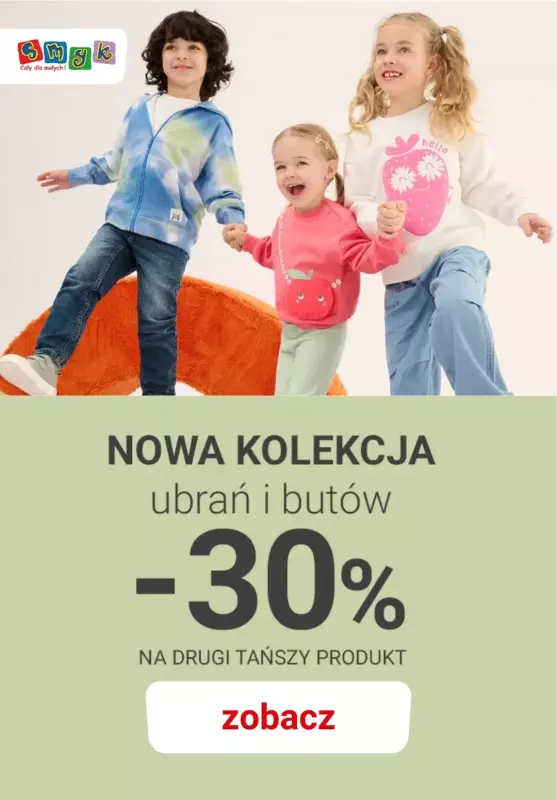 Smyk - gazetka promocyjna -30% na drugi produkt z nowej kolekcji od piątku 21.02 do poniedziałku 24.02