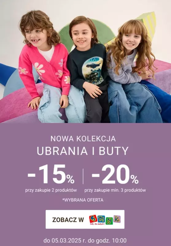 Smyk - gazetka promocyjna Rabat na wybrane ubrania i buty! od wtorku 04.03 do środy 05.03