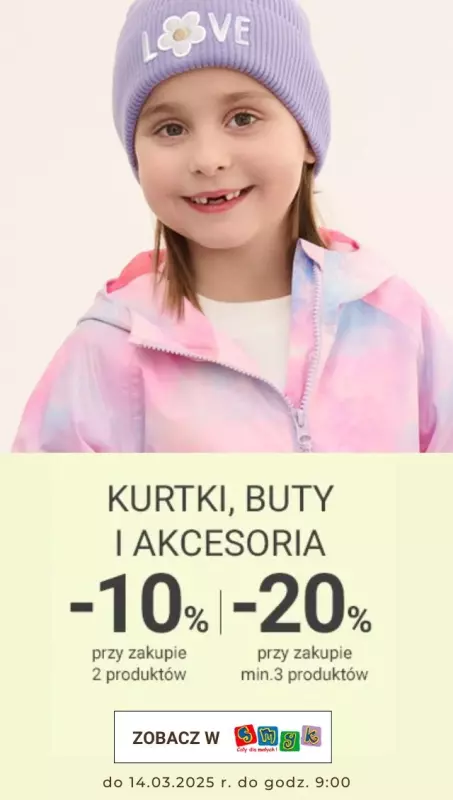 Smyk - gazetka promocyjna Do -20% taniej na kurtki, buty i akcesoria od środy 12.03 do piątku 14.03