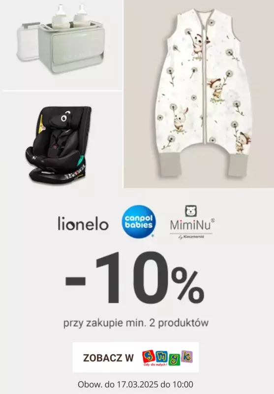 Smyk - gazetka promocyjna Akcesoria dla maluszków: -10% przy zakupie min. 2 produktów od niedzieli 16.03 do poniedziałku 17.03