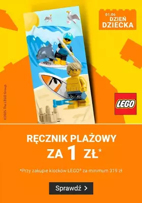 Smyk - gazetka promocyjna LEGO: ręcznik plażowy za 1 zł przy zakupach od poniedziałku 05.05 