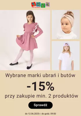 Smyk - gazetka promocyjna Wybrane marki ubrań i butów: -15% przy zakupie min. 2 produktów od wtorku 10.06 do czwartku 12.06