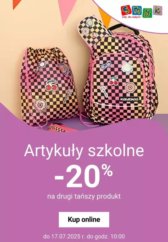 Smyk - gazetka promocyjna -20% na drugi artykuł szkolny  