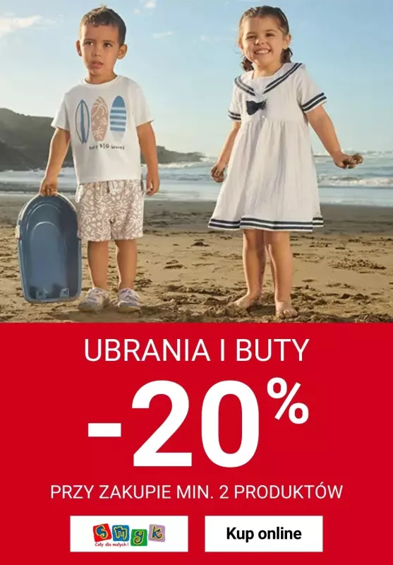 Smyk - gazetka promocyjna Ubrania i buty: -20% przy zakupie min. 2 produktów od piątku 25.07 do poniedziałku 28.07