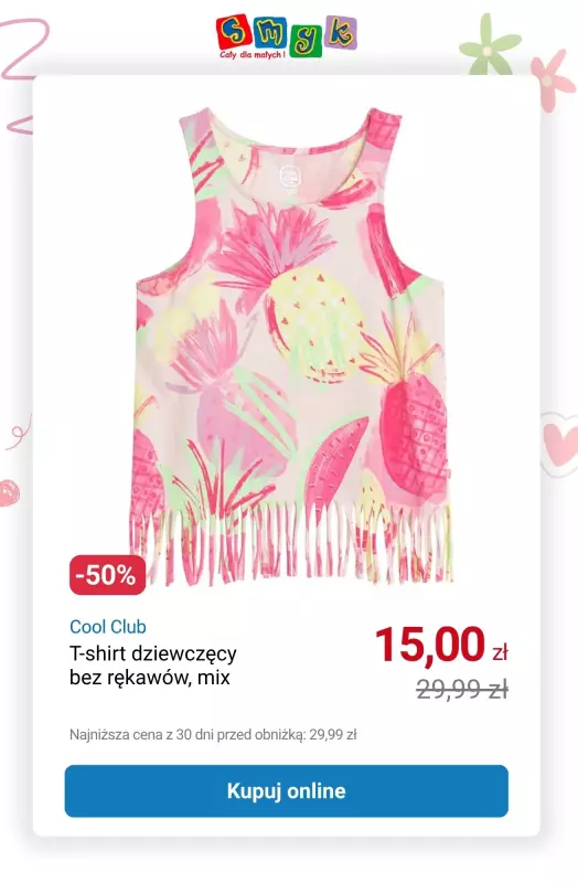 Smyk - gazetka promocyjna Wyprzedaż do -70% — dla Dziewczynek  do wtorku 12.08 - strona 14