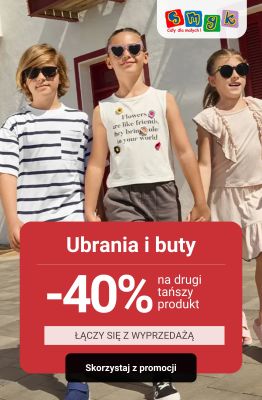 Smyk - gazetka promocyjna Ubrania i buty: -40% na drugi tańszy produkt od środy 13.08 do poniedziałku 18.08