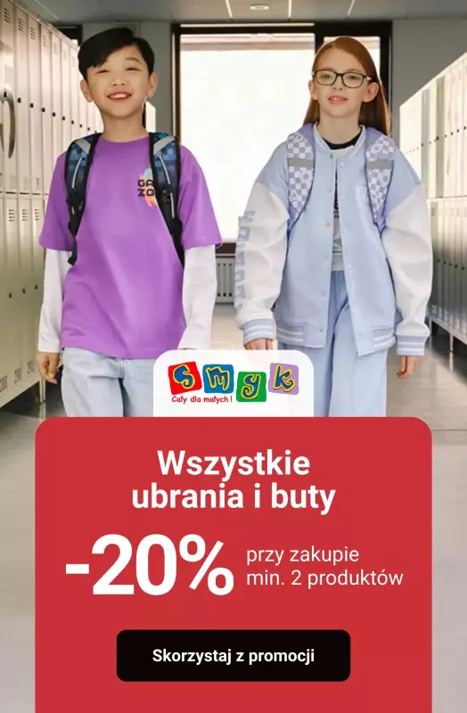 Smyk - gazetka promocyjna Ubrania i buty: -20% przy zakupie min. 2 szt. od czwartku 28.08 do poniedziałku 01.09