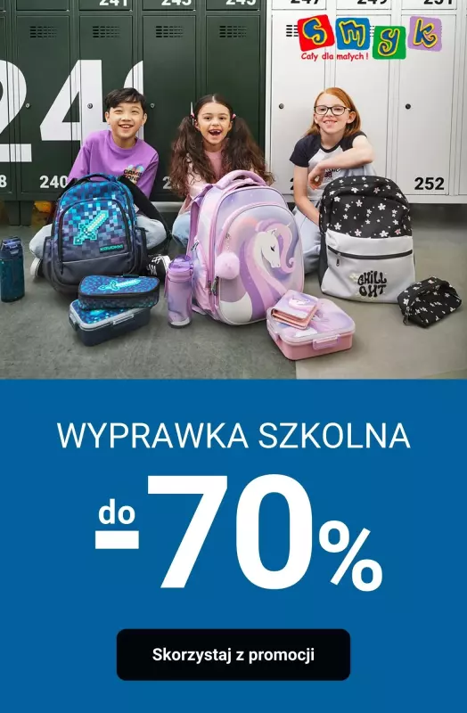 Smyk - gazetka promocyjna Do -70% uzupełnij wyprawkę szkolną! od poniedziałku 08.09 do wtorku 30.09