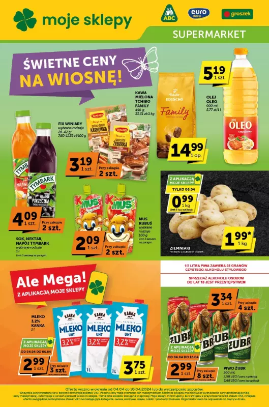 Groszek - gazetka promocyjna Gazetka Supermarket od czwartku 04.04 do wtorku 16.04
