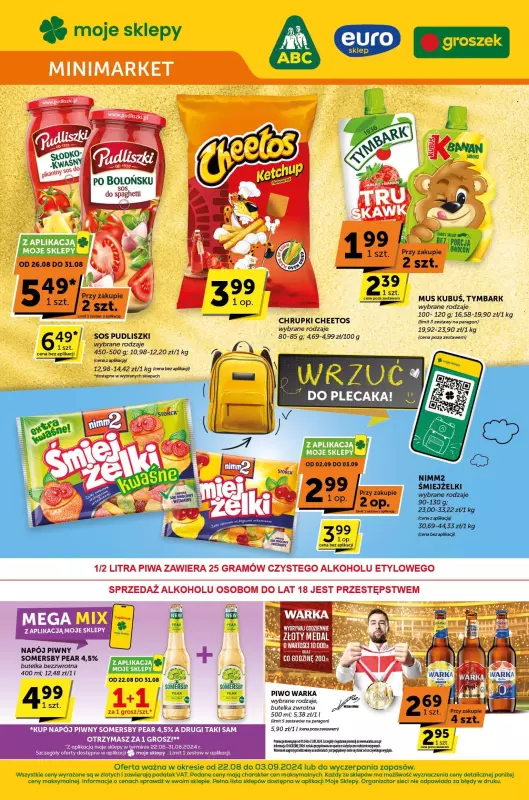 Groszek - gazetka promocyjna Gazetka Minimarket od czwartku 22.08 do wtorku 03.09